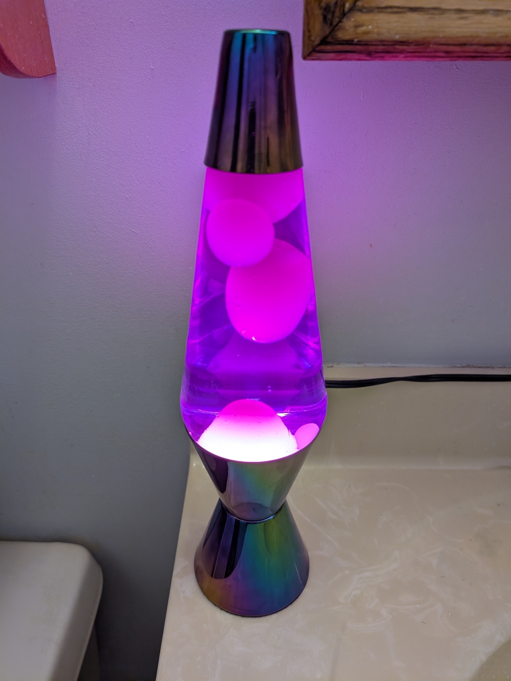 Iridescent Purple Lava Lamp with Chrome Base